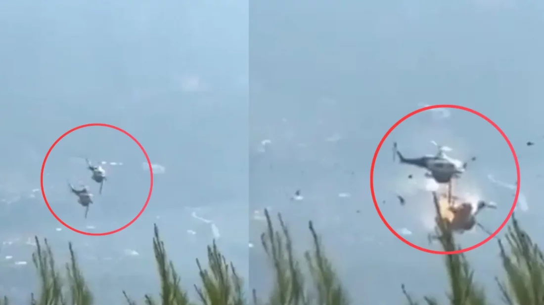 Two helicopters collide in mid-air while fighting wildfires in Greece, 2 killed